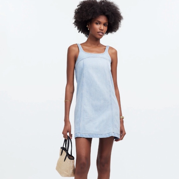 Madewell Denim A-Line Sleeveless Mini Dress - Picture 1 of 14
